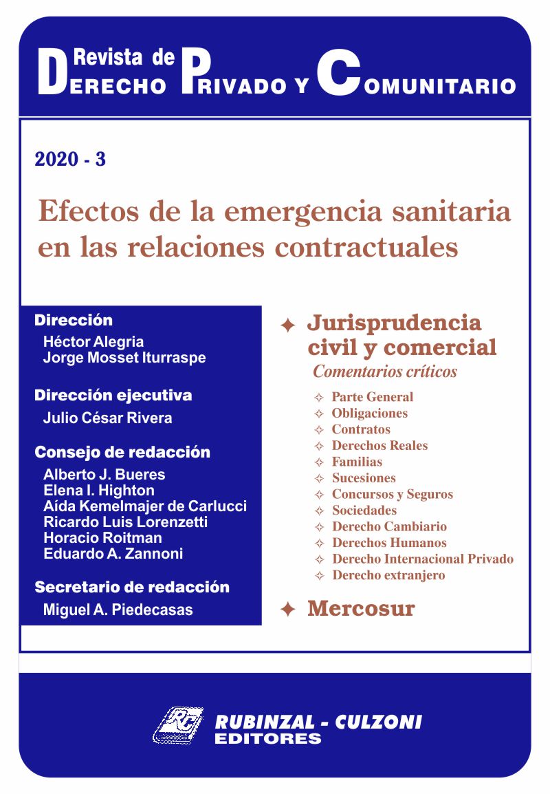 Revista de Derecho Privado y Comunitario - Efectos de la emergencia sanitaria en las relaciones contractuales